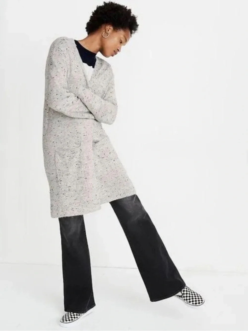 Madewell Kent Cardian Sweater Speckled Gray Women’s Size XS Merino Wool